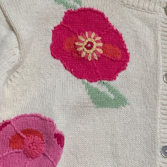 Vintage Eagle's Eye Cardigan Women's LG Pink Embroidered Flowers Knit Sweater - Picture 7 of 15